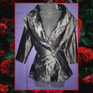 DESIGN TODAYS EMBROIDERED PEPLUM BLAZER/JACKET-L